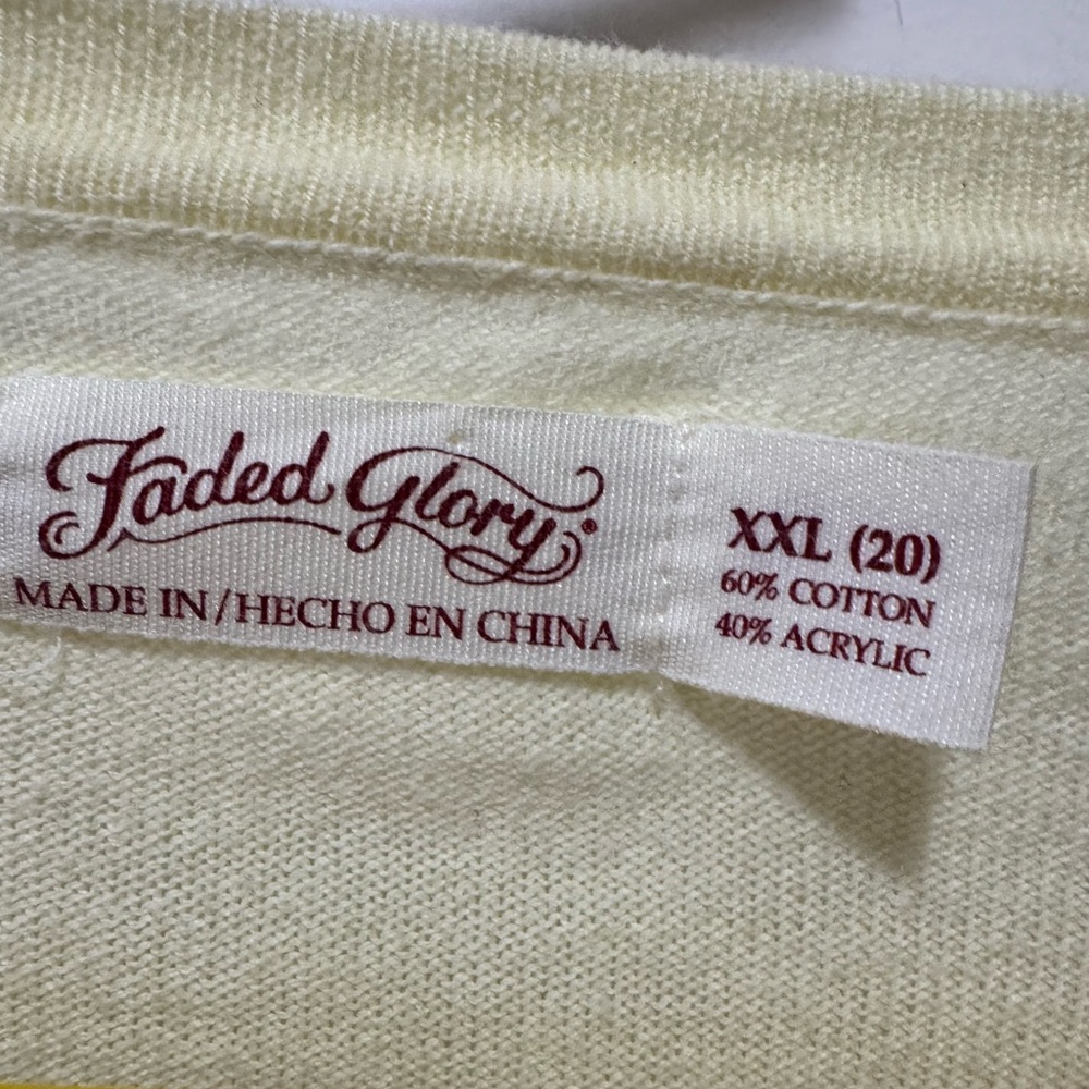 Faded glory size XXL women’s cardigan yellow sweater button down. P2P 23.-24. - Picture 3 of 6